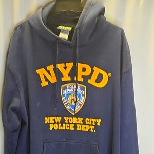 New York Police Dept Blue and Yellow Sweatshirt Hoodie Pullover XL
